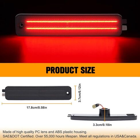 Gempro LED Side Marker Lights for 1993-2002 Pontiac Firebird Trans AM Red Rear Bumper Parking Lamps, 2PCS (Smoked Len) in Saudi Arabia