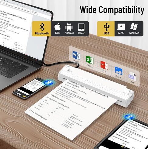 Bagana Wireless Portable Printer & 200 Sheets 8.5" x 11" US Letter Thermal Paper in Kuwait