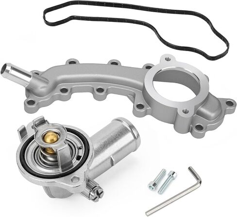 Aluminium Engine Coolant Crossover Water Outlet Pipe and Thermostat & Housing Assembly for Dodge Durango 2011-2015 Jeep Grand Cherokee 2011-2015 - Replaces 5184653AF 902-3102HP 902-852 05184651AF in Kuwait