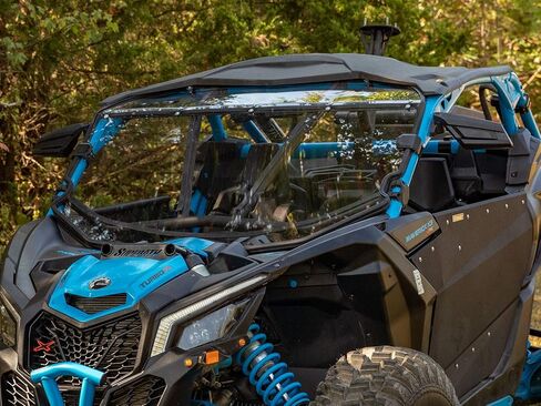 SuperATV Heavy Duty Full Windshield for Can-Am Maverick X3 900 / X3 Turbo / X3 X / X3 MAX (See Fitment) | 1/4" Thick Clear Scratch Resistant Polycarbonate | 250x Stronger Than Glass | Made in the USA in Saudi Arabia