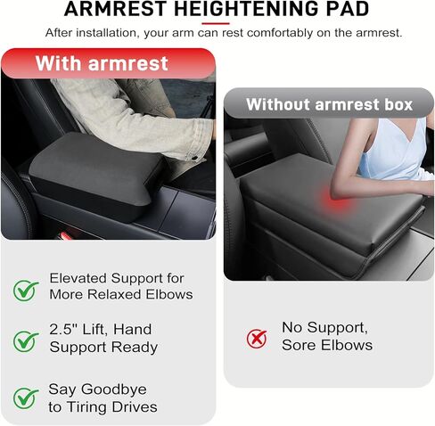 Center Console Armrest Cover for Tesla Model Y Juniper & Model 3 Highland 2004-2026 Soft Support & Hidden Storage Box, Suede Texture Armrest Cover Cushion, Anti-Scratch Armrest Protector Accessories in Kuwait