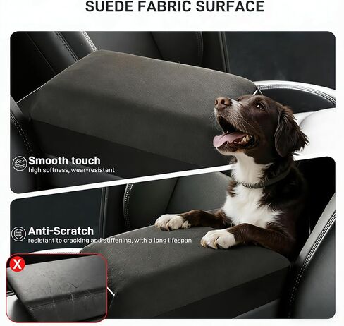 Center Console Armrest Cover for Tesla Model Y Juniper & Model 3 Highland 2004-2026 Soft Support & Hidden Storage Box, Suede Texture Armrest Cover Cushion, Anti-Scratch Armrest Protector Accessories in Kuwait