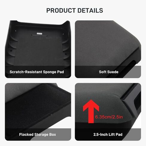 Center Console Armrest Cover for Tesla Model Y Juniper & Model 3 Highland 2004-2026 Soft Support & Hidden Storage Box, Suede Texture Armrest Cover Cushion, Anti-Scratch Armrest Protector Accessories in Kuwait