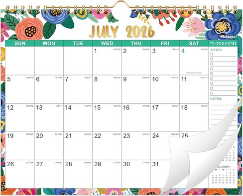 التقويم 2026-2027 - تقويم الحائط 2026-2027، يوليو 2026 إلى ديسمبر 2027، 11 بوصة × 8.5 بوصة، 26-27 تقويم 18 شهرًا مع ورق سميك + تاريخ جوليان - زهور in Kuwait