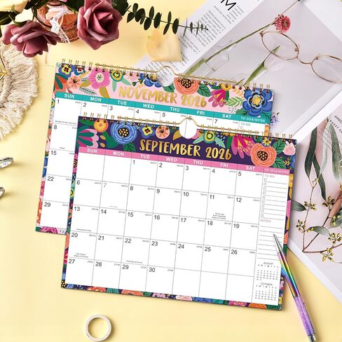 التقويم 2026-2027 - تقويم الحائط 2026-2027، يوليو 2026 إلى ديسمبر 2027، 11 بوصة × 8.5 بوصة، 26-27 تقويم 18 شهرًا مع ورق سميك + تاريخ جوليان - زهور in Kuwait