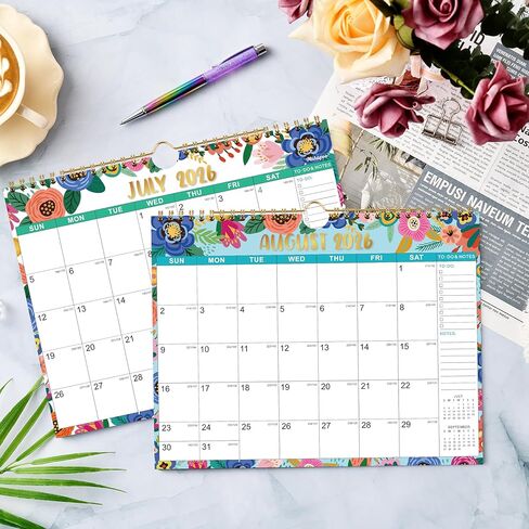 التقويم 2026-2027 - تقويم الحائط 2026-2027، يوليو 2026 إلى ديسمبر 2027، 11 بوصة × 8.5 بوصة، 26-27 تقويم 18 شهرًا مع ورق سميك + تاريخ جوليان - زهور in Kuwait