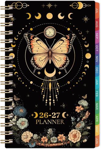 Pocket Calendar 2026-2027 - Pocket Planner 2026-2027 for Purse, Jul.2026 - Jun.2027, 4.1'' × 6.8'', Weekly Monthly Planner with Colorful Month Tabs, Strong Twin-wire Binding, Small Daily Academic Calendar - Butterfly in Saudi Arabia