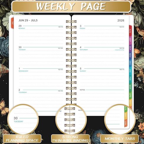 Pocket Calendar 2026-2027 - Pocket Planner 2026-2027 for Purse, Jul.2026 - Jun.2027, 4.1'' × 6.8'', Weekly Monthly Planner with Colorful Month Tabs, Strong Twin-wire Binding, Small Daily Academic Calendar - Butterfly in Saudi Arabia