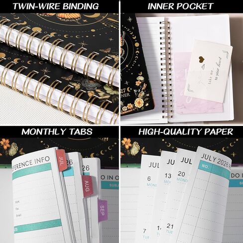 Pocket Calendar 2026-2027 - Pocket Planner 2026-2027 for Purse, Jul.2026 - Jun.2027, 4.1'' × 6.8'', Weekly Monthly Planner with Colorful Month Tabs, Strong Twin-wire Binding, Small Daily Academic Calendar - Butterfly in Saudi Arabia