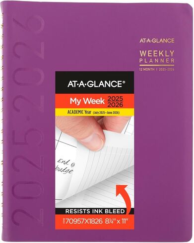 AT-A-GLANCE Planner 2026-2027 Weekly & Monthly Academic 12-Month July-June Half-Hourly Appointment Book, 8-1/4" x 11", Contemporary, Purple (70957X18) in Saudi Arabia