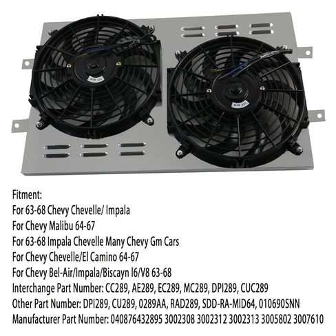 Aluminum Radiator Shroud Fan for 1963-1968 Chevy Chevelle Malibu El Camino Impala GM Cars Bel-Air Impala Biscayn l6 V8 CC289 AE289 EC289 MC289 1964 1965 1966 1967 in Saudi Arabia