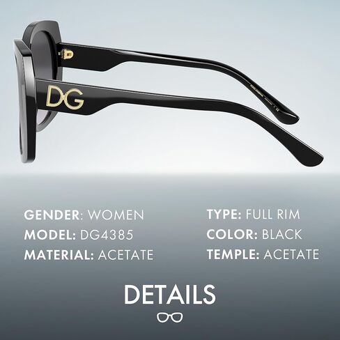 DOLCE & GABBANA DG4385 Square DG Logo Acetate Sunglasses with Luxury Eyewear Kit in Kuwait