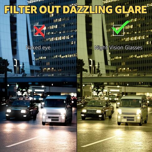 نظارات Myiaur Fit Over Night Vision للنساء والرجال، نظارات القيادة الليلية المستقطبة مع عدسة صفراء مضادة للوهج للحماية من الأشعة فوق البنفسجية in Kuwait