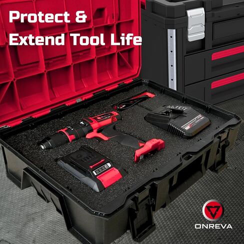 ONREVA Tool Box Foam 28x20x2 inch 2Pack, Foam Inserts for Cases, Polyethylene Storage Sheets for Toolbox Hard Case, Tool Shadow Insert, Kaizen Organizer Sheet, Black with Red in Kuwait