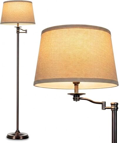 Brightech Caden LED Floor Lamp - Tall Standing Lamp with Swing Arm for Living Rooms & Offices - Industrial Bronze in Kuwait