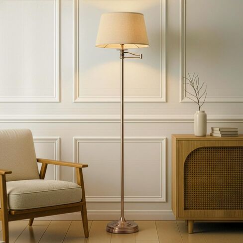 Brightech Caden LED Floor Lamp - Tall Standing Lamp with Swing Arm for Living Rooms & Offices - Industrial Bronze in Kuwait