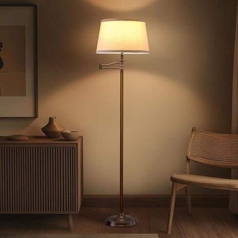 Brightech Caden LED Floor Lamp - Tall Standing Lamp with Swing Arm for Living Rooms & Offices - Industrial Bronze in Kuwait