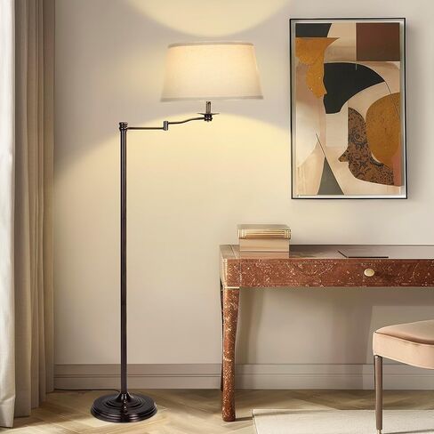 Brightech Caden LED Floor Lamp - Tall Standing Lamp with Swing Arm for Living Rooms & Offices - Industrial Bronze in Kuwait
