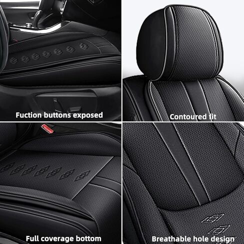 أغطية مقاعد جلدية لسيارة Volkswagen VW Arteon 2019-2023، أغطية مقاعد السيارة الفاخرة مجموعة كاملة، واقيات مقاعد السيارة مقاومة للماء مع وسادة هوائية، مقاعد غطاء داخلي مريح للسيارات (أسود) in Kuwait