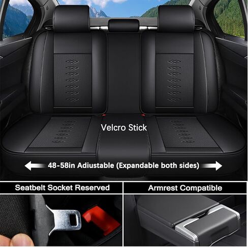أغطية مقاعد جلدية لسيارة Volkswagen VW Arteon 2019-2023، أغطية مقاعد السيارة الفاخرة مجموعة كاملة، واقيات مقاعد السيارة مقاومة للماء مع وسادة هوائية، مقاعد غطاء داخلي مريح للسيارات (أسود) in Kuwait