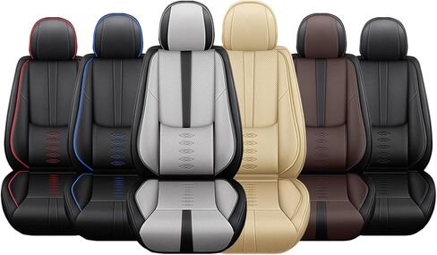 أغطية مقاعد جلدية لسيارة Volkswagen VW Arteon 2019-2023، أغطية مقاعد السيارة الفاخرة مجموعة كاملة، واقيات مقاعد السيارة مقاومة للماء مع وسادة هوائية، مقاعد غطاء داخلي مريح للسيارات (أسود) in Kuwait