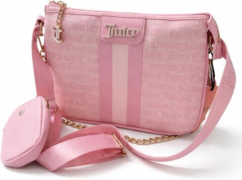 Juicy Couture Women’s State of My Heart Crossbody Bag with Chain Strap & Coin Pouch (Light Pink Stripe) in Saudi Arabia