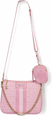 Juicy Couture Women’s State of My Heart Crossbody Bag with Chain Strap & Coin Pouch (Light Pink Stripe) in Saudi Arabia