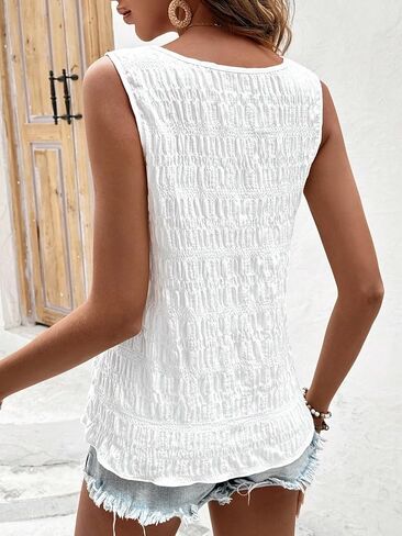 Solid Color Lace Sleeveless Blouse Trendy Blouse Shirts Tops in Saudi Arabia