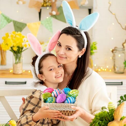 JOERSH 24Pcs Easter Eggs Hanging Ornaments, Colorful Plastic Easter Tree Decorations, Hand Painted Eggs for DIY Crafts, Basket Decors, Party Favors, Home Supplies in Kuwait