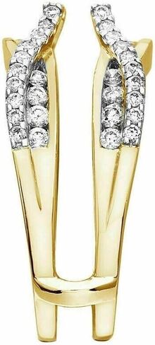 2.00 قيراط من الألماس المستدير 14 قيراط بلمسة نهائية من الذهب الأصفر 925 من الفضة الإسترليني لحفلات الزفاف محسن حلقة حماية سترة لف الذكرى السنوية in Kuwait