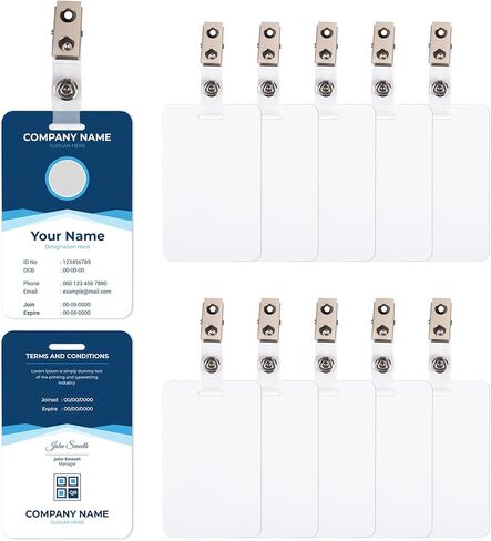 Starry 10PCS Sublimation id Badge Blanks Double Sided Aluminum with Clip id Badge Card Luggage tag id Name Tags Metal Keychain Sublimation Blanks Bulk in Kuwait