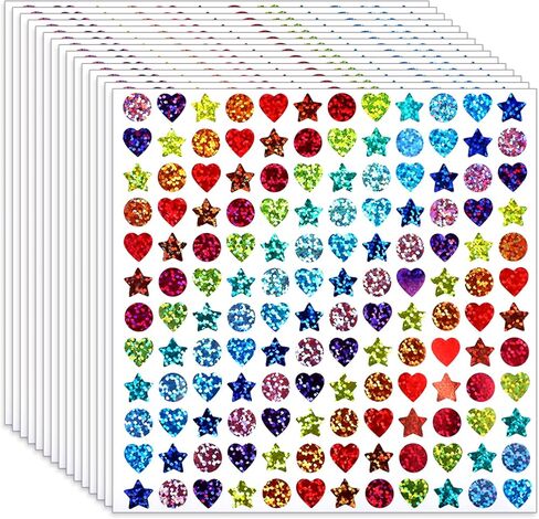 2160 قطعة من ملصقات النجوم والقلب المجسمة، ملصقات صغيرة لامعة ذاتية اللصق لأظرف سجل القصاصات DIY، مخططات مكافآت السلوك اليدوية لتزيين الهاتف المنزلي في الفصل الدراسي، ألوان قوس قزح in Kuwait