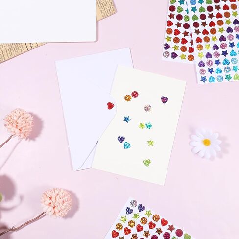 2160 قطعة من ملصقات النجوم والقلب المجسمة، ملصقات صغيرة لامعة ذاتية اللصق لأظرف سجل القصاصات DIY، مخططات مكافآت السلوك اليدوية لتزيين الهاتف المنزلي في الفصل الدراسي، ألوان قوس قزح in Kuwait