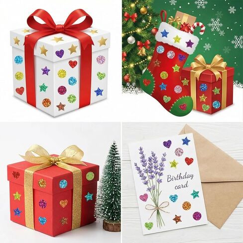 2160 قطعة من ملصقات النجوم والقلب المجسمة، ملصقات صغيرة لامعة ذاتية اللصق لأظرف سجل القصاصات DIY، مخططات مكافآت السلوك اليدوية لتزيين الهاتف المنزلي في الفصل الدراسي، ألوان قوس قزح in Kuwait