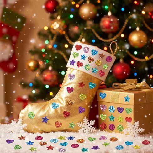 2160 قطعة من ملصقات النجوم والقلب المجسمة، ملصقات صغيرة لامعة ذاتية اللصق لأظرف سجل القصاصات DIY، مخططات مكافآت السلوك اليدوية لتزيين الهاتف المنزلي في الفصل الدراسي، ألوان قوس قزح in Kuwait