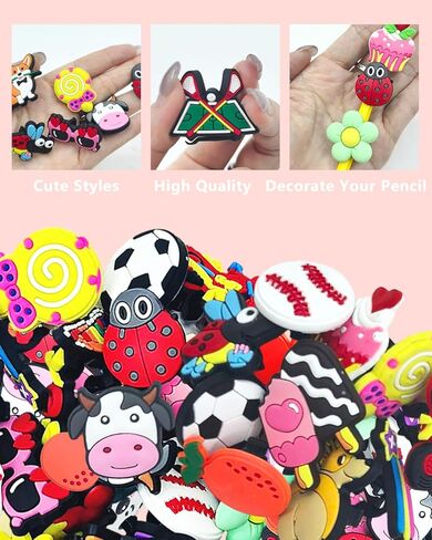 Decorative Pencil Toppers, Random Assorted Cute Pencil Charms for Office Products School Supplies, Incentives Gifts (40 in Saudi Arabia