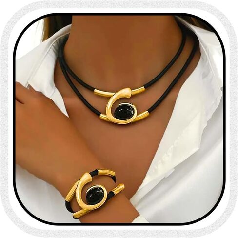 CLOACE Gold Necklace Set Boho Double-Layer Pendant Necklace Bracelet Sets Vintage Fashion Jewelry for Women in Kuwait