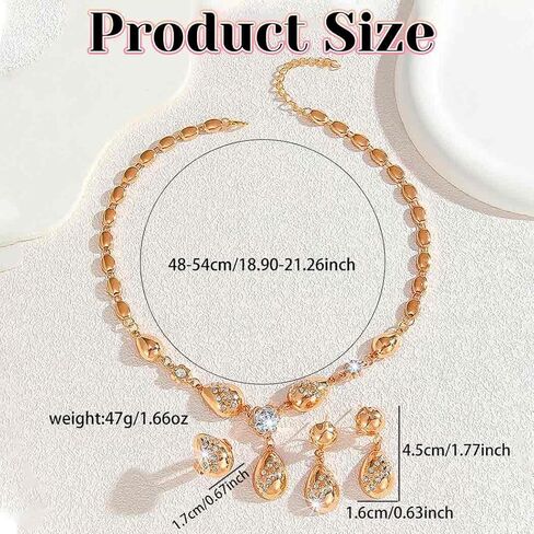TWINKLEDE Gold Jewelry Sets Rhinestone Necklaces Earrings and Ring for Women in Saudi Arabia