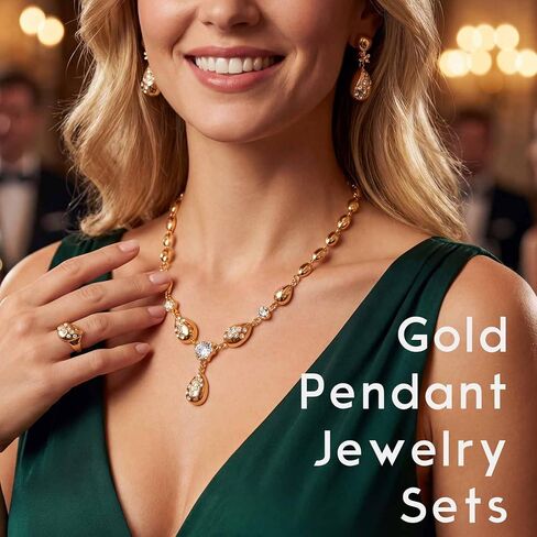 TWINKLEDE Gold Jewelry Sets Rhinestone Necklaces Earrings and Ring for Women in Saudi Arabia