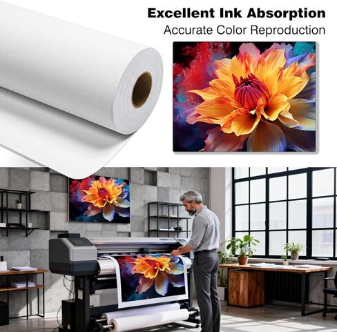Texas Art Canvas Roll Premium Polyester Matte 24in x 100ft 200gsm 1PCS, Printable Wide Format Inkjet Canvas, Waterproof Quick Dry, Archival Giclée Photo Printing for Epson Canon HP Printers in Kuwait