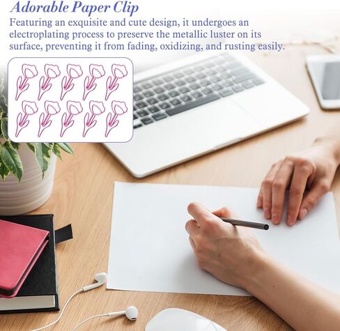 60Pcs Cute Flower Shaped Paper Clips, Pink Metal Funny Bookmarks Planner Clips Clamp, Floral Shape Papers Clip for Office Supplies Wedding Decoration Desk File Organization in Saudi Arabia
