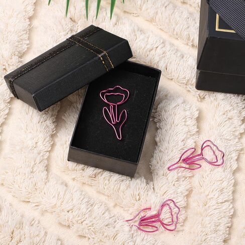 60Pcs Cute Flower Shaped Paper Clips, Pink Metal Funny Bookmarks Planner Clips Clamp, Floral Shape Papers Clip for Office Supplies Wedding Decoration Desk File Organization in Saudi Arabia