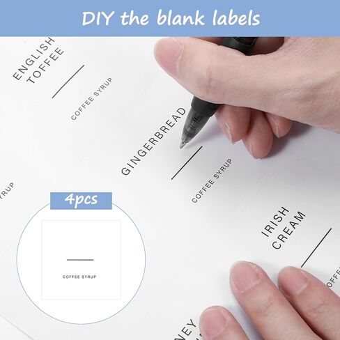 72 قطعة من ملصقات شراب القهوة، ملصقات قهوة بنكهة مطبوعة مسبقًا مع مادة لاصقة، ملصق قهوة احترافي لبار القهوة، منظمة المطبخ المنزلي in Kuwait