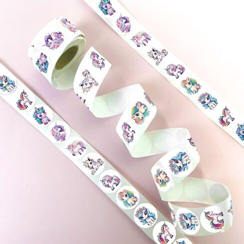 بكرة ملصقات يونيكورن مقاس 1.1 بوصة، 500 قطعة من ملصقات وحيد القرن الكرتونية DIY ملصقات حوافز المكافآت اليدوية، أختام مغلف، لوازم مكتبية لطيفة على شكل حيوانات، هدايا لحفلات أعياد الميلاد، ملصقات ذاتية اللصق in Kuwait