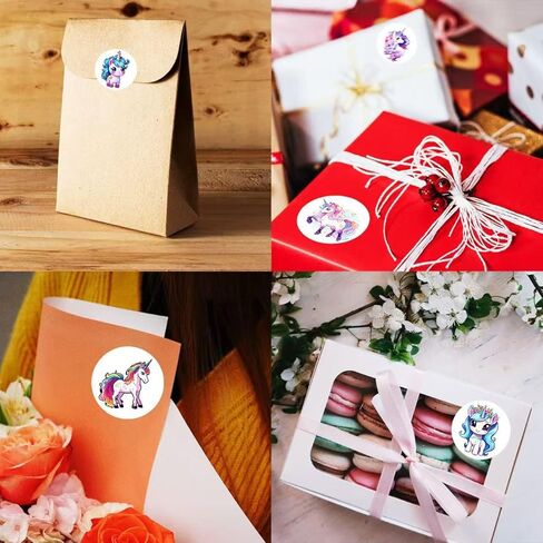 بكرة ملصقات يونيكورن مقاس 1.1 بوصة، 500 قطعة من ملصقات وحيد القرن الكرتونية DIY ملصقات حوافز المكافآت اليدوية، أختام مغلف، لوازم مكتبية لطيفة على شكل حيوانات، هدايا لحفلات أعياد الميلاد، ملصقات ذاتية اللصق in Kuwait