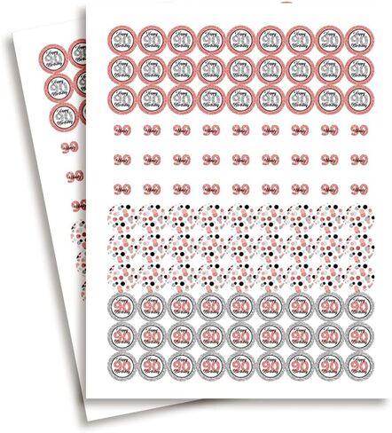 Confetti Rose Gold Polka Dot 90th Birthday Party Kiss Sticker Labels, 300 Party Circle Sticker, Sized 0.75" for Chocolate Drop Kisses by Amanda Creation, Great for Favors, Envelope Seals & Goodie Bags in Saudi Arabia