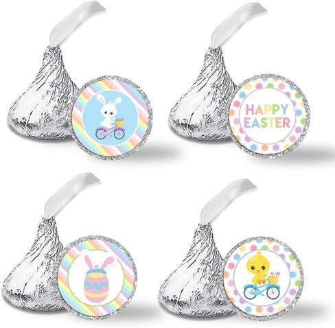 ملصقات ملصقات للقبلة تحت عنوان عيد الفصح من Egg-celent، 300 ملصق دائري للحفلات بحجم 0.75 بوصة لقبلات الشوكولاتة من AmandaCreation، رائعة لمفضلات الحفلات، وأختام الأظرف وحقائب الهدايا الجيدة in Saudi Arabia