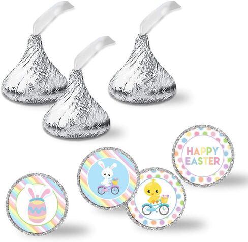 ملصقات ملصقات للقبلة تحت عنوان عيد الفصح من Egg-celent، 300 ملصق دائري للحفلات بحجم 0.75 بوصة لقبلات الشوكولاتة من AmandaCreation، رائعة لمفضلات الحفلات، وأختام الأظرف وحقائب الهدايا الجيدة in Saudi Arabia
