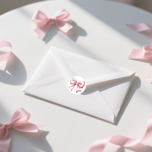 500Pcs Pink Bow Stickers Roll Cute Coquette Bow Sticker Roll Ribbon Bowknot Label Stickers Aesthetic Round Labels Sticker Bows Decals for Scrapbook Birthday Wrapping Envelope Seal Craft Supplies in Kuwait