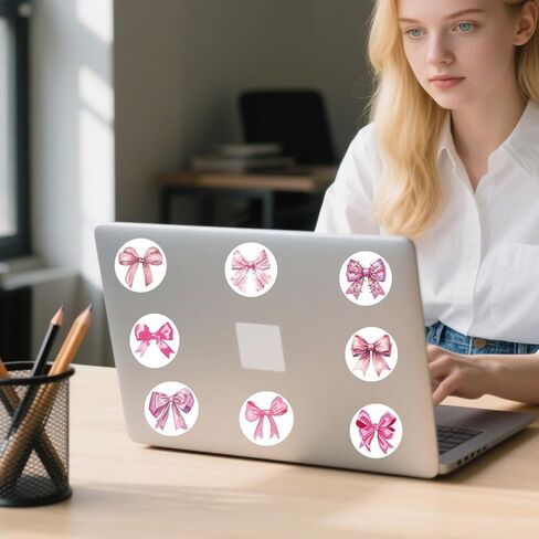 500Pcs Pink Bow Stickers Roll Cute Coquette Bow Sticker Roll Ribbon Bowknot Label Stickers Aesthetic Round Labels Sticker Bows Decals for Scrapbook Birthday Wrapping Envelope Seal Craft Supplies in Kuwait